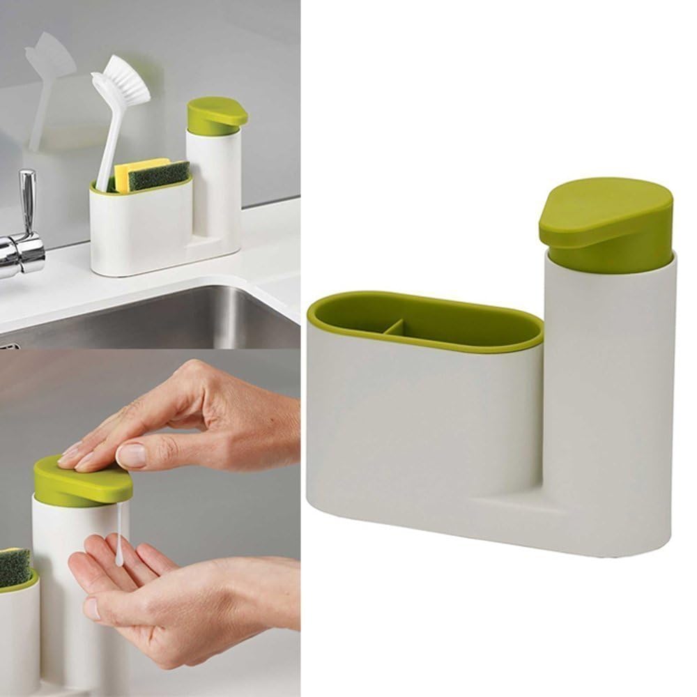 ADDCART Plastic Sink Organizer with Soap Holder & Liquid Dispenser - Kitchen & Bathroom Storage Stand for Sponges, Brushes, and Cleaning Supplies (Multi-Color, Pack of 1) - Perfect for Small Space Organization and Clutter-Free Sinks