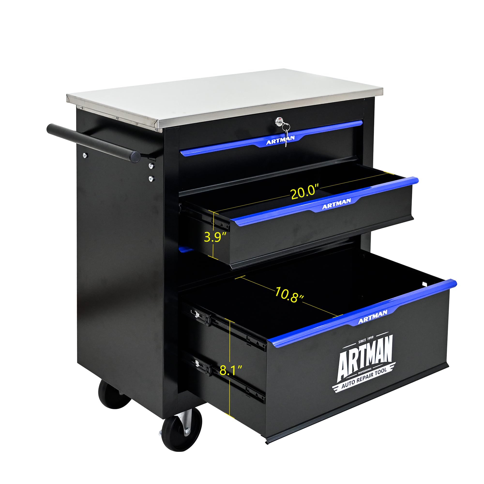 4-Drawer Rolling Tool Chest - Heavy Duty Metal Tool Storage Cabinet with Wheels, 7 Storage Boxes & Organizer for Garage, Workshop, Auto Repair & Home DIY Projects