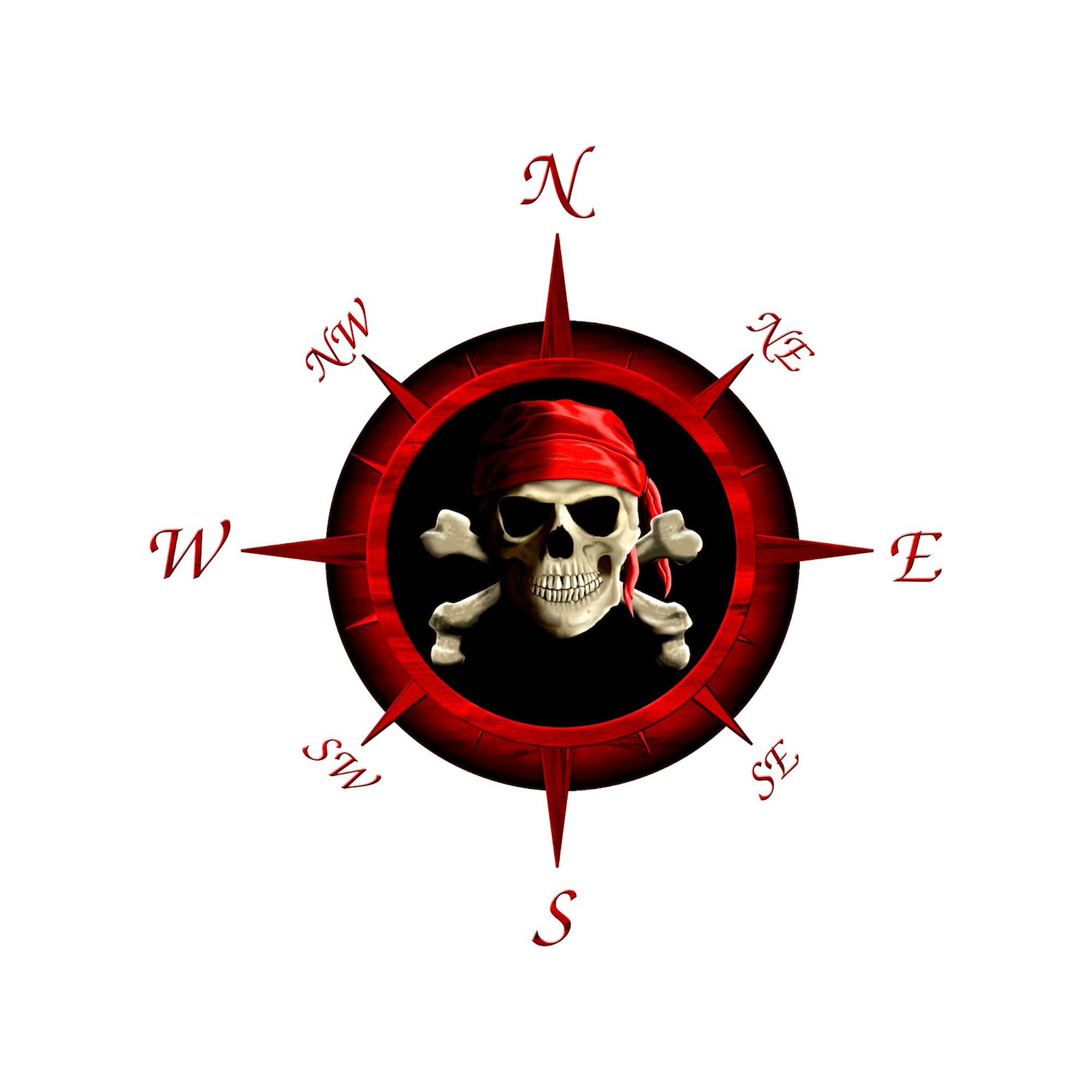 Pirate Compass Rose Sticker - Waterproof Vinyl Decal for Cars, Laptops, Windows - Perfect for Bumper, Boat, Cooler & DIY Projects - Adventure & Nautical Theme Decor