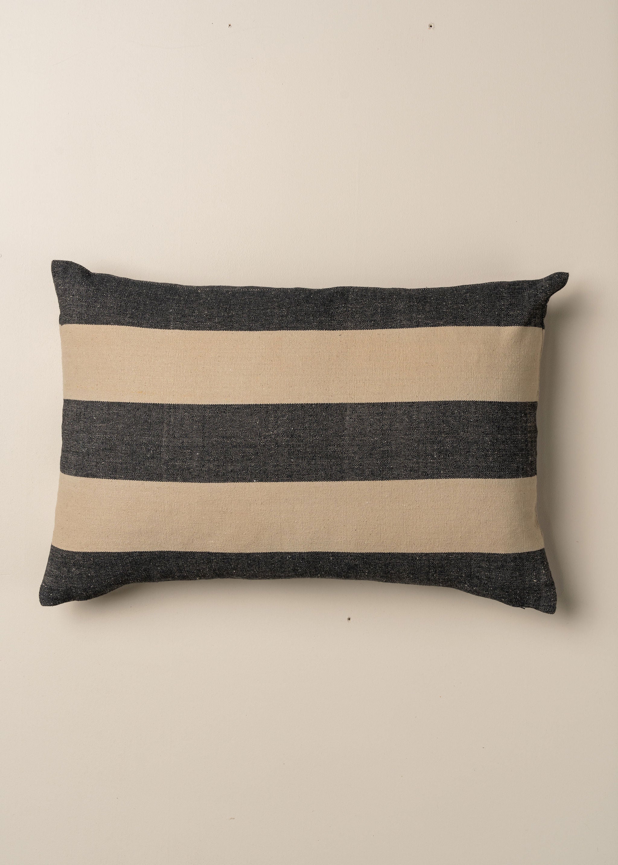 Eco-Friendly Recycled Cotton Striped Lumbar Pillow - Soft & Supportive Cushion for Sofa, Bed, Office Chair - Sustainable Home Decor