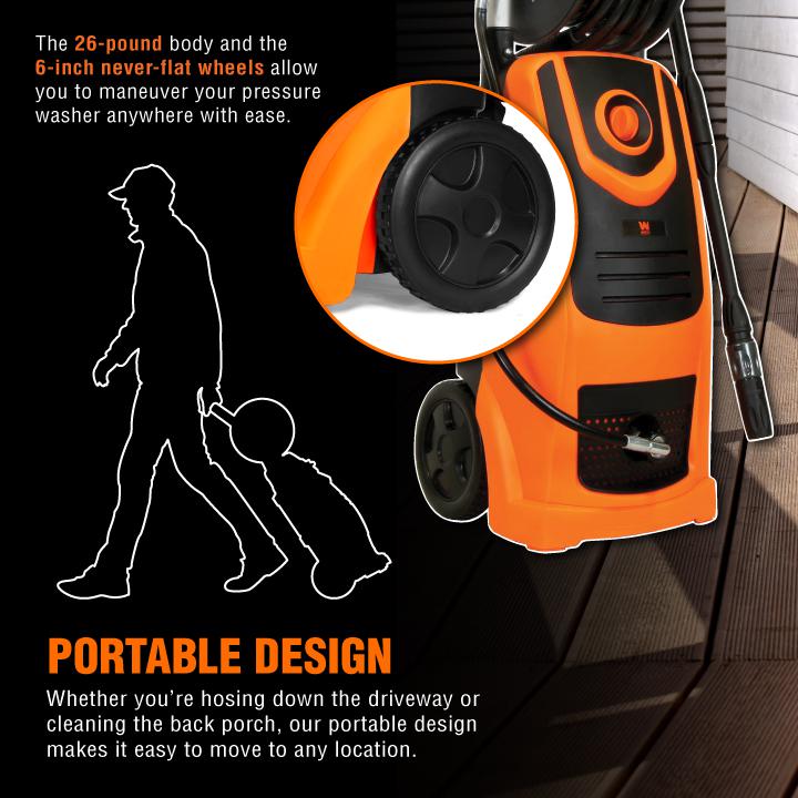 WEN PW22 2100 PSI 1.3 GPM 13.5 Amp Electric Pressure Washer with Adjustable Flow & Hose Reel - Perfect for Home Cleaning, Driveway Washing, and Outdoor Maintenance