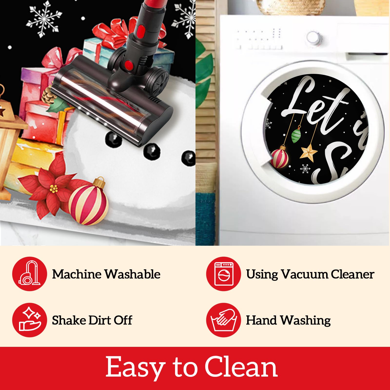 Winter Snowman Kitchen Rugs Set - Non-Slip Christmas Mats for Holiday Decor