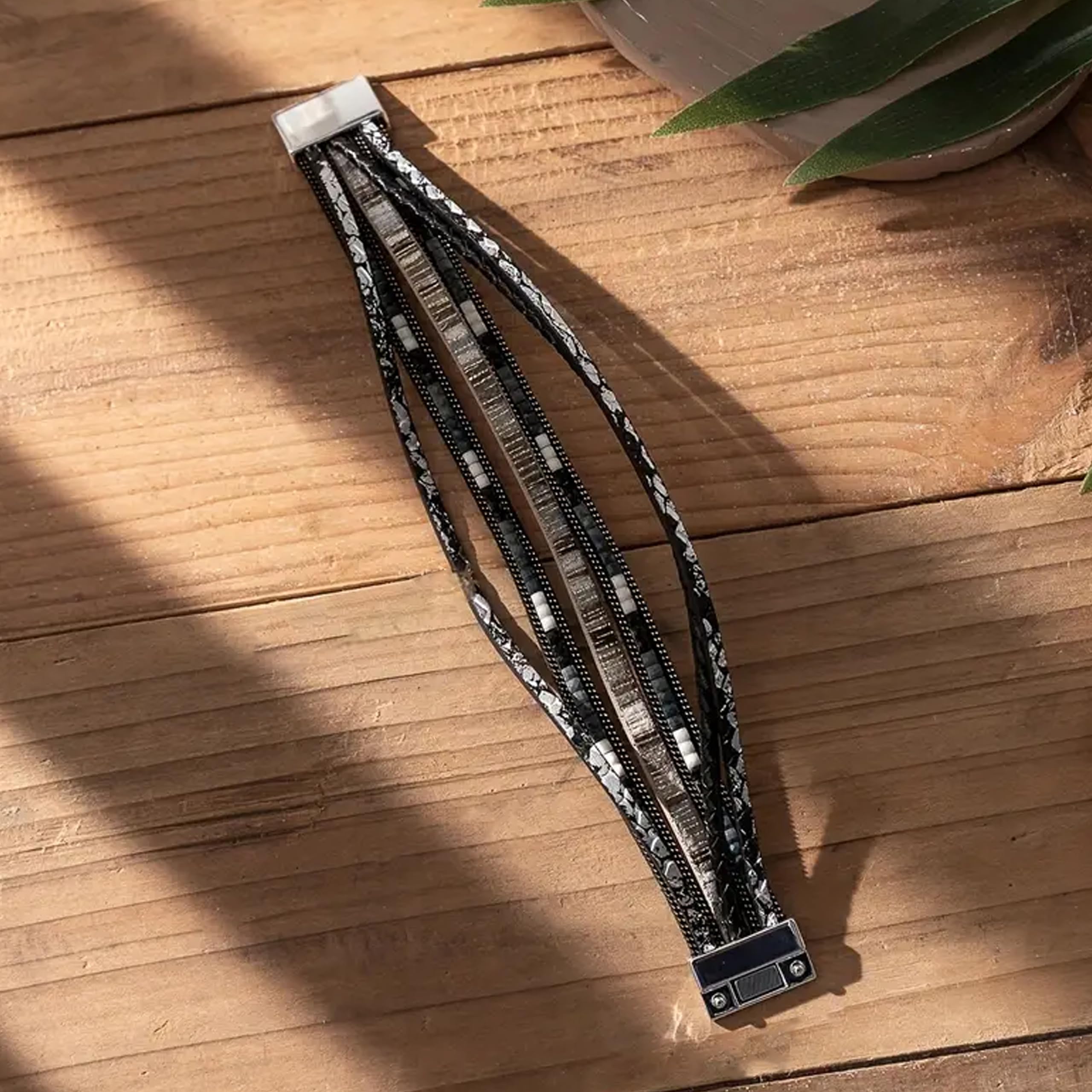 Trendy Blue Leather Wrap Bracelet for Women - Stackable Multi-Layer Western Cuff Bracelet | Perfect for Boho Fashion, Layered Jewelry Looks & Everyday Accessories