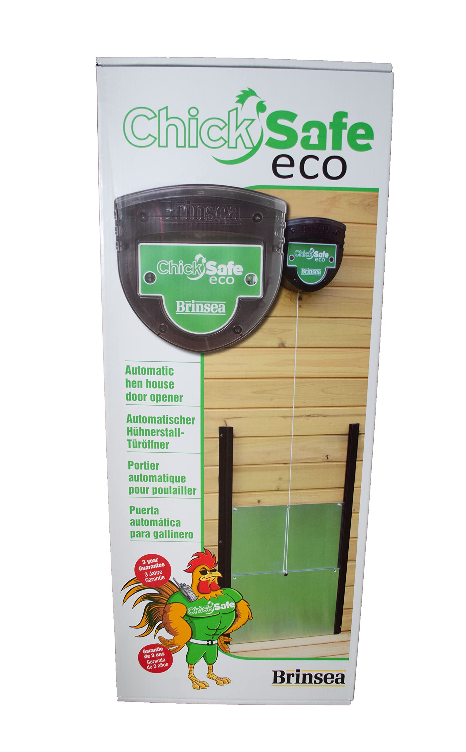Brinsea ChickSafe Eco Automatic Chicken Coop Door Opener Kit with Adjustable Light & Safety Sensor - 2-Stage Aluminum Door for Hen House | Space Saving Design for Poultry Farm & Backyard Chicken Coop