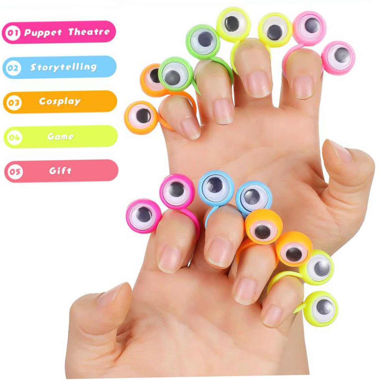 Gogogmee 36-Piece Large Eye Rings - Fun Finger Puppet Toy with Moving Eyes, Interactive Party Favor for Kids & Adults - Perfect for Storytelling, Classroom Activities & Birthday Party Games