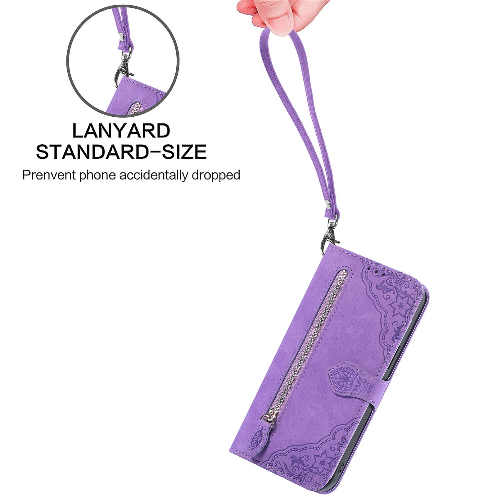 Nokia C32 Wallet Case with Magnetic Closure & Stand - Purple for Daily Use