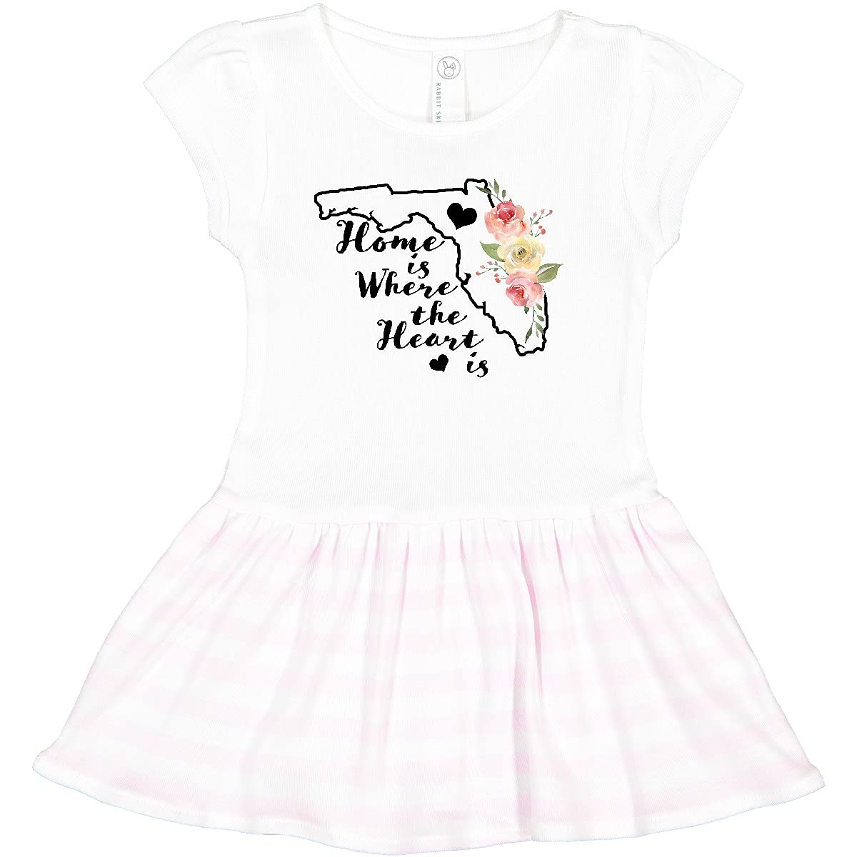 Inktastic Florida Home Where The Heart Is Watercolor Floral Toddler Dress - Cute Baby Girl Outfit for Family Photos, Beach Vacations & Special Occasions
