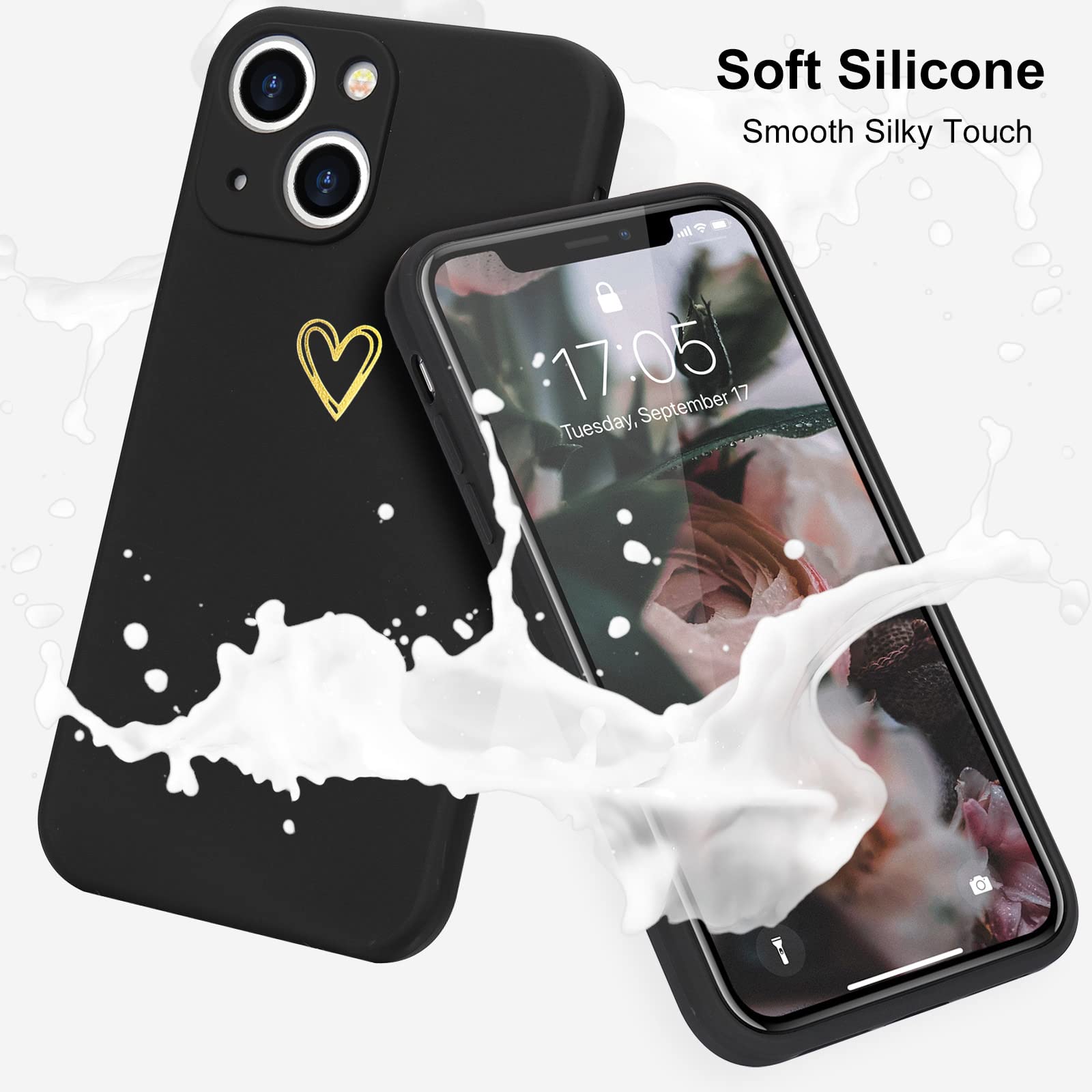 Cute Slim Shockproof iPhone 13 Case with Wireless Charging Support - Protective Black Phone Cover for Everyday Use, Travel & Outdoor Activities