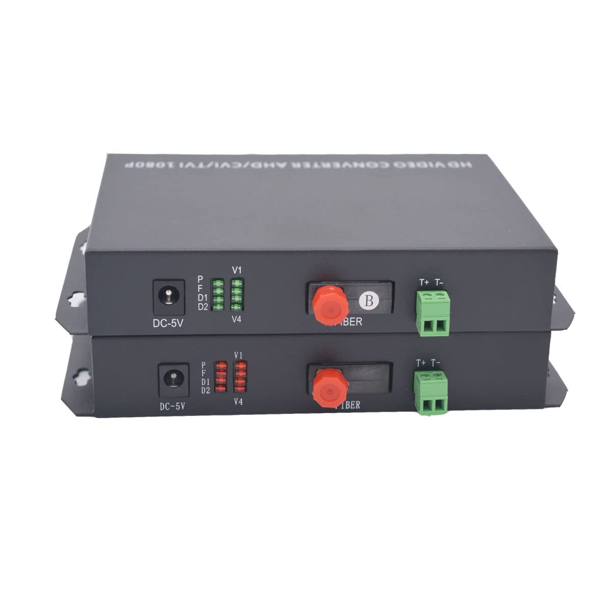 2MP HD Video Over Fiber Optic Converter - 4 Channel with FC Port & RS-485 Data | Supports 1080p/960p/720p for CVI/TVI/AHD Cameras | Ideal for Security Surveillance & Long-Distance Video Transmission