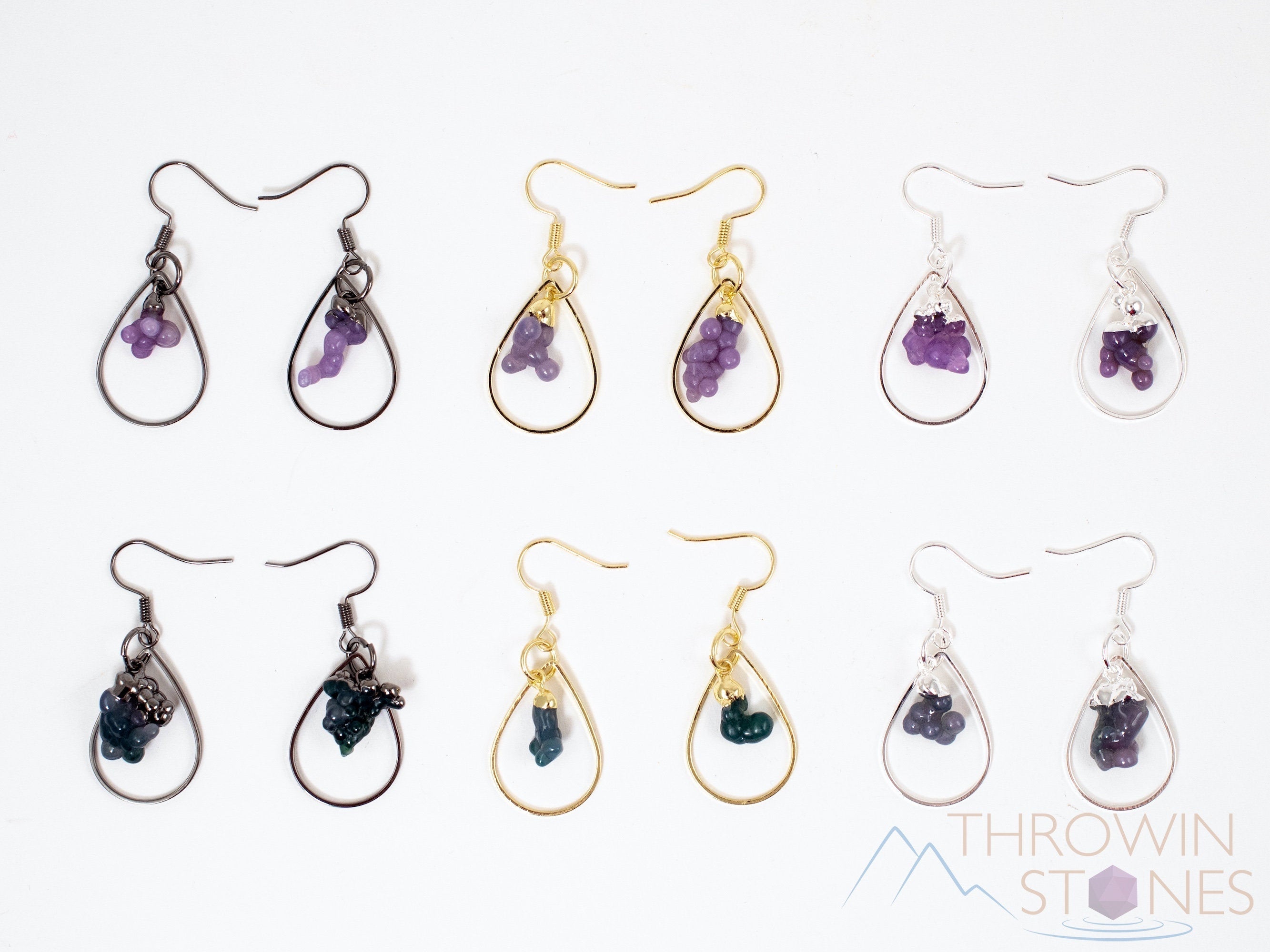 Grape Agate Crystal Teardrop Hoop Earrings | Natural Gemstone Dangle Earrings | Handmade Boho Jewelry for Women | Perfect for Weddings, Parties & Everyday Wear (E1795)