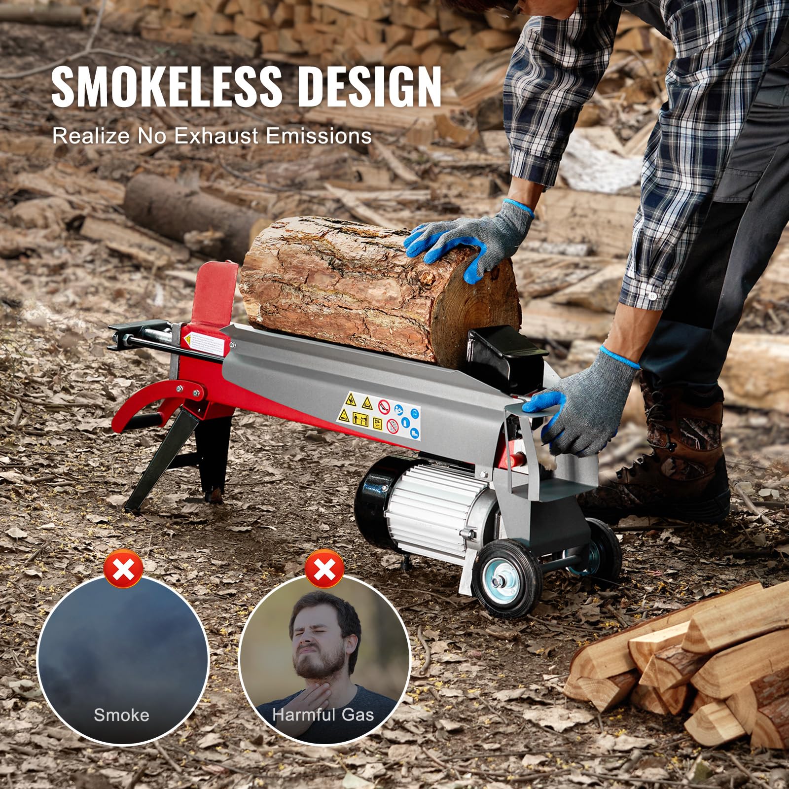 VEVOR 6.5 Ton Electric Log Splitter with 1.75HP Motor & 3400 RPM - 20.5