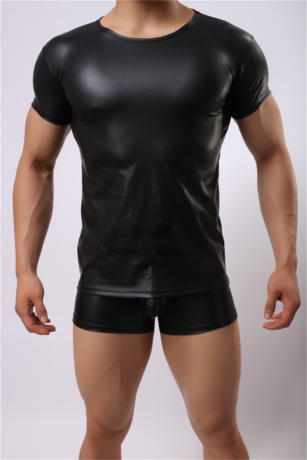 Men's Stretch Faux Leather Sports Underwear - Breathable Elastic Boxer Briefs for Gym, Running & Everyday Comfort
