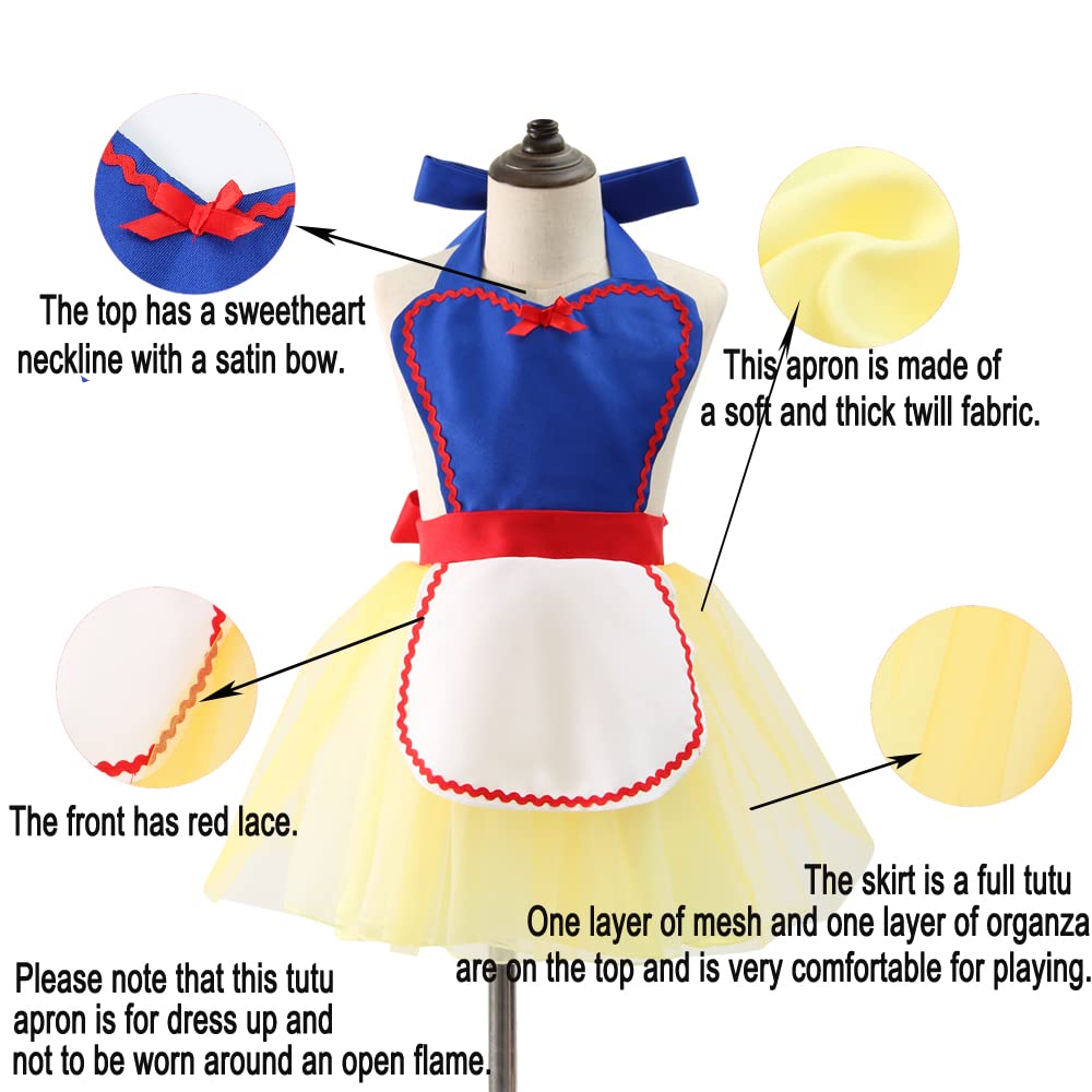 Girls Princess Costume Apron - Kids Cooking Kitchen Apron for Birthday Party & Dress Up Play - Perfect for Pretend Play, Tea Parties & Baking Activities