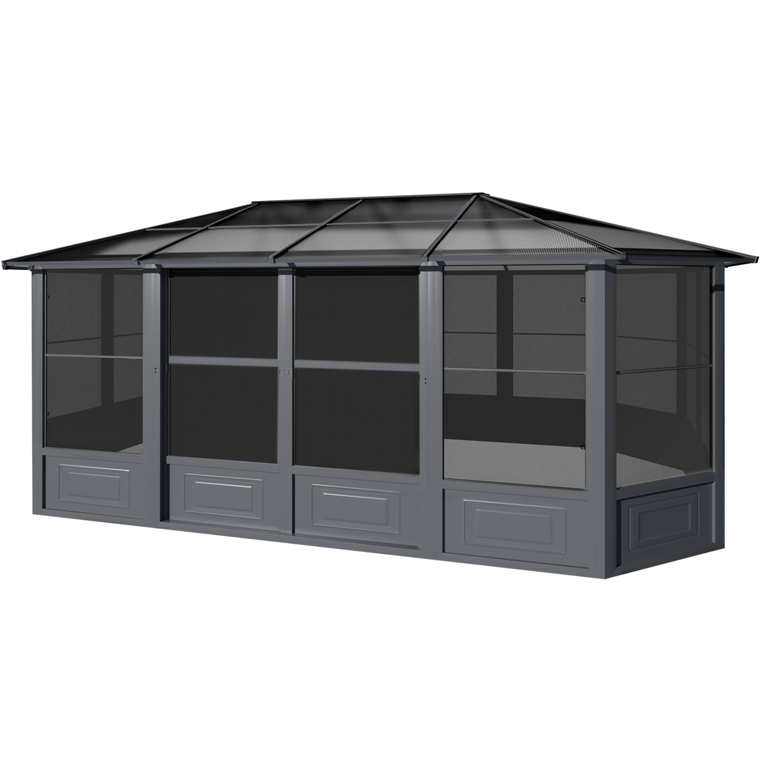 EROMMY 12X18 4-Season Solarium Room with Sliding Door - Grey | Perfect for Patio, Garden & Outdoor Relaxation All Year Round