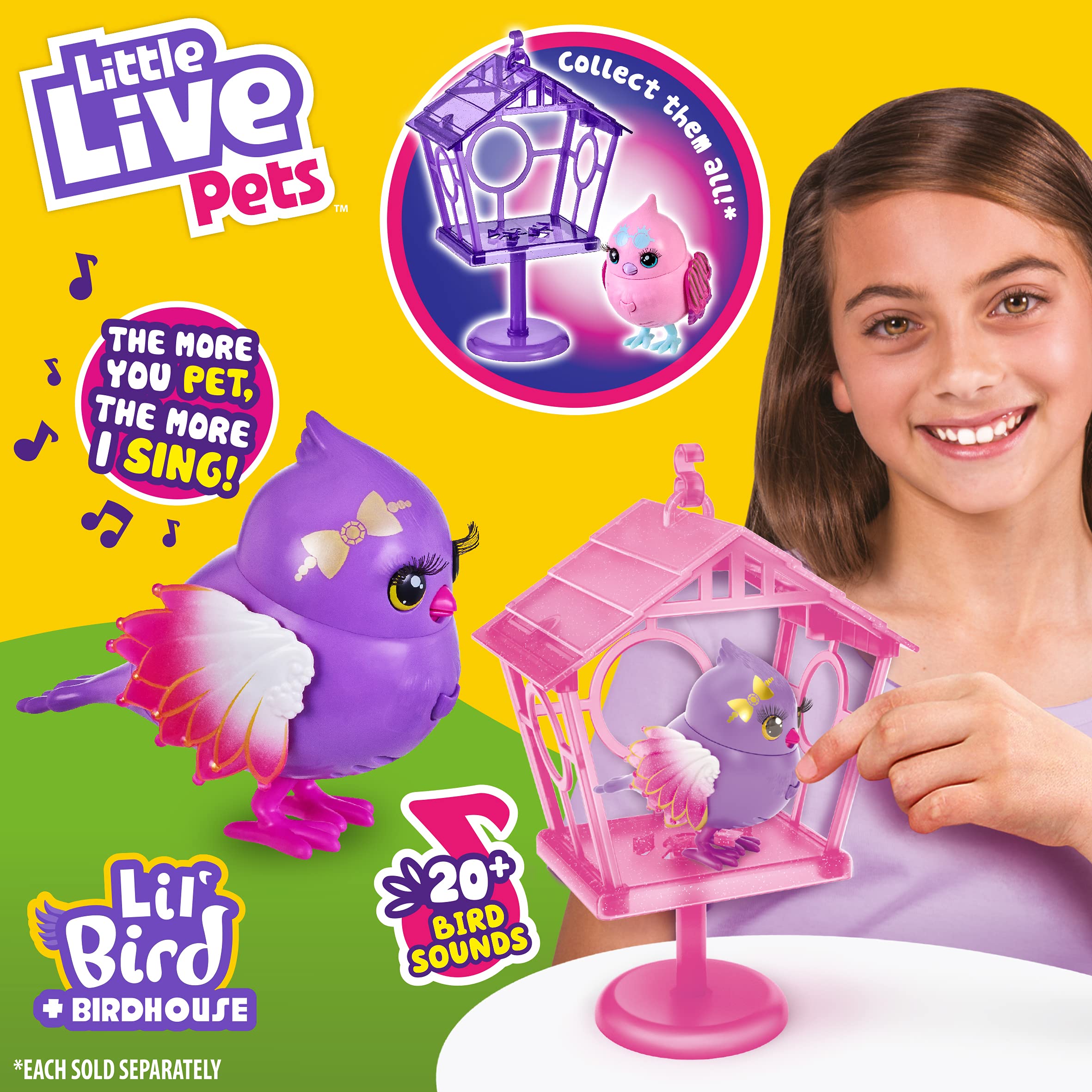 Little Live Pets Lil' Bird and House Interactive Playset - Animated Electronic Bird with Sounds, Record & Playback, Singing & Head Turning Features - Perfect for Kids' Pretend Play & Interactive Learning (As Seen on TV)