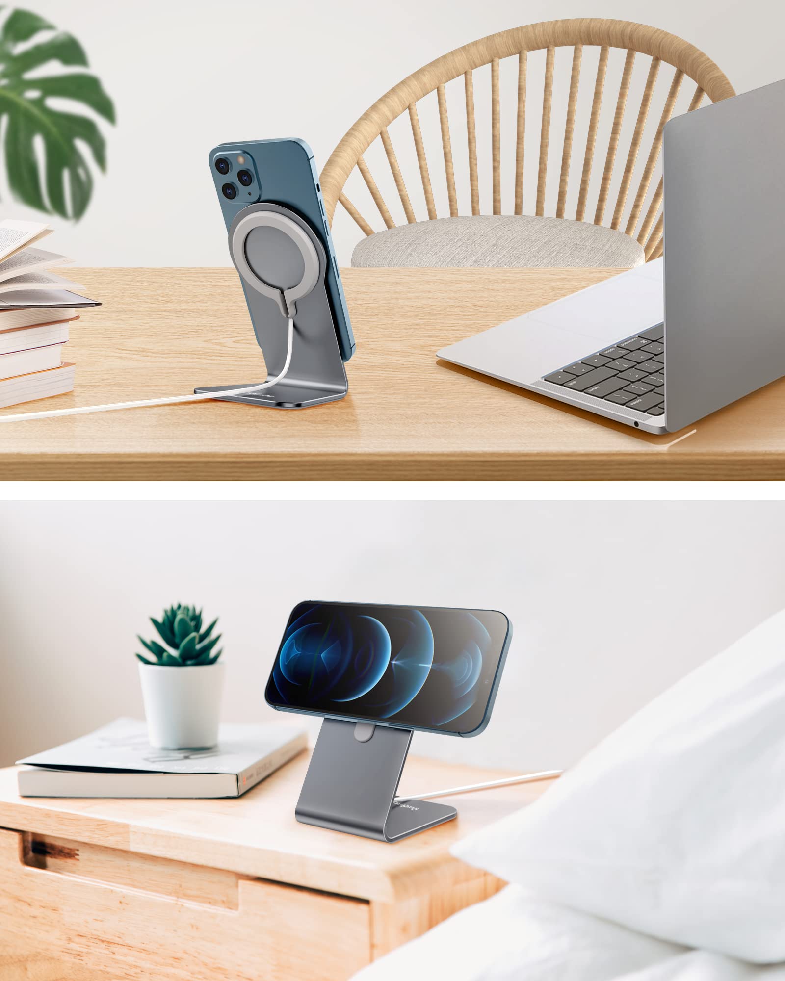 Premium Aluminum MagSafe Stand for iPhone 16/15/14/13/12 Series - Compatible with iPhone 16/15/14/13/12 Plus/Pro/Pro Max - Durable Charging Holder for Desk, Office & Nightstand (MagSafe Charger Not Included)