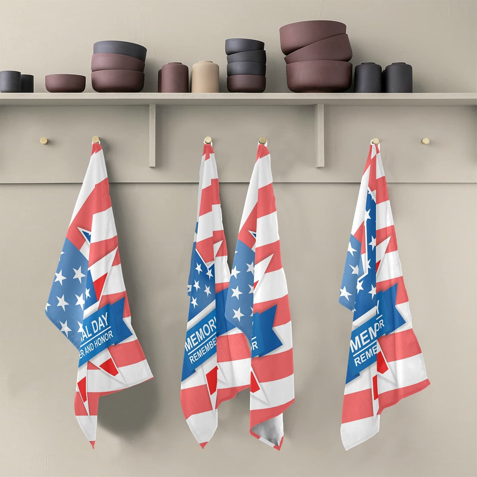 Premium Star Print Kitchen Towels - Super Absorbent & Soft Dish Drying Cloths for Dishes, Hands & Counter Cleaning - 28x18 Inch Home Decor Towel for Memorial Day & Everyday Use in Kitchen, Dining & Party Decor