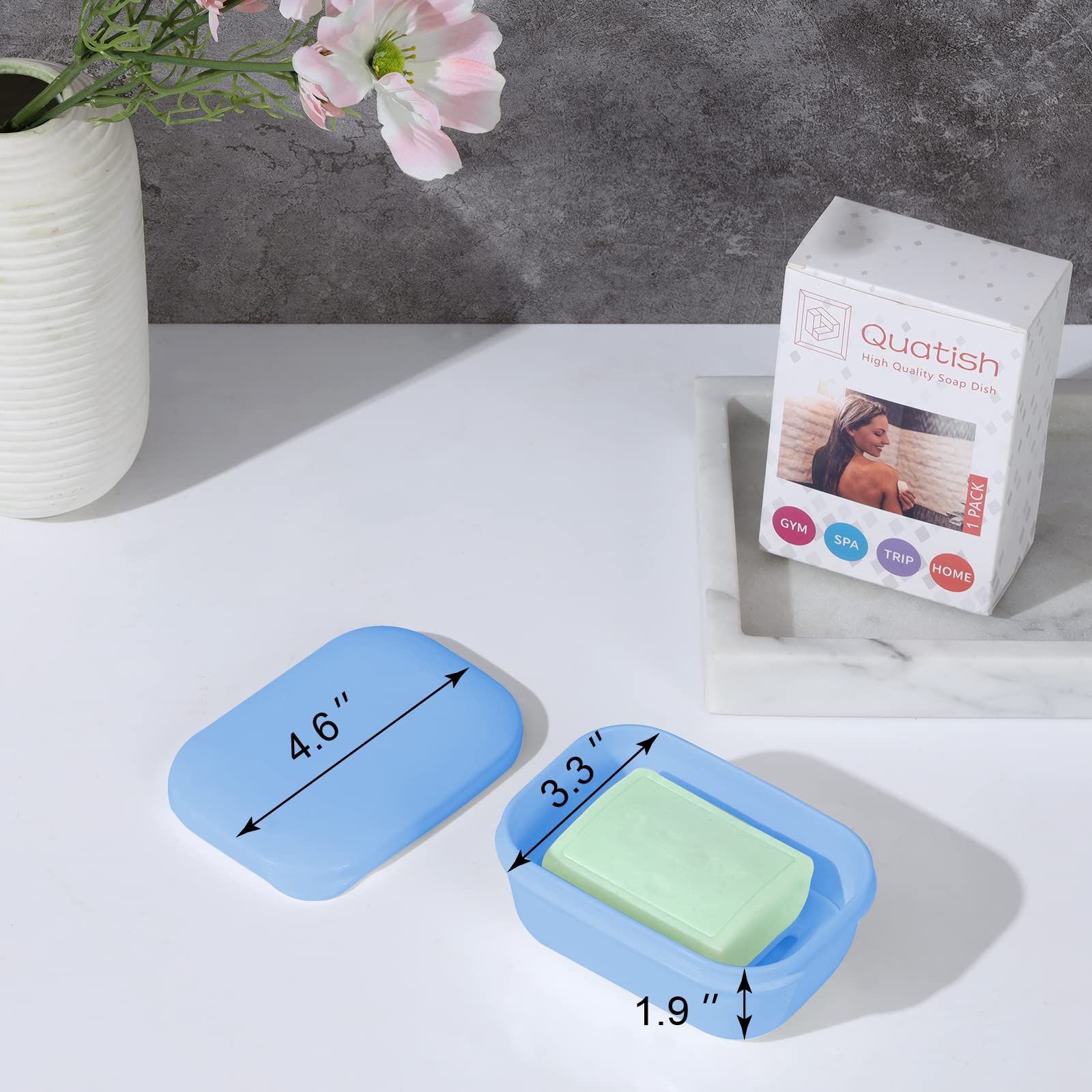 Quatish 2 Pack Travel Soap Container with Lid - Leak Proof Portable Soap Holder for Camping, Gym, Travel & Bathroom Storage - Compact Soap Case for Bar Soaps (Denim Blue) | Perfect for Outdoor Adventures & Daily Hygiene