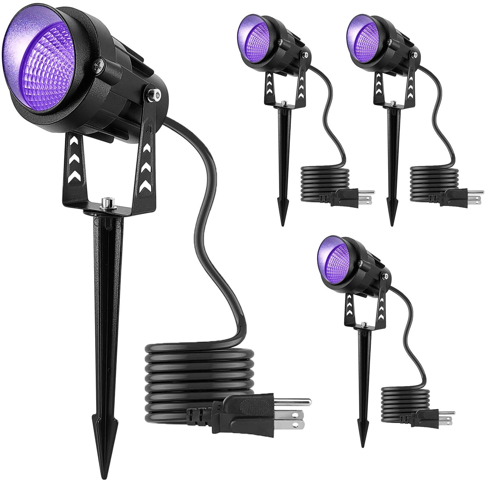 12W Halloween LED Spot Lights - 4 Pack IP65 Waterproof Outdoor Black Spotlights for Garden, Parties & Entertainment - Perfect for Halloween Decorations, Yard Lighting & Event Ambiance