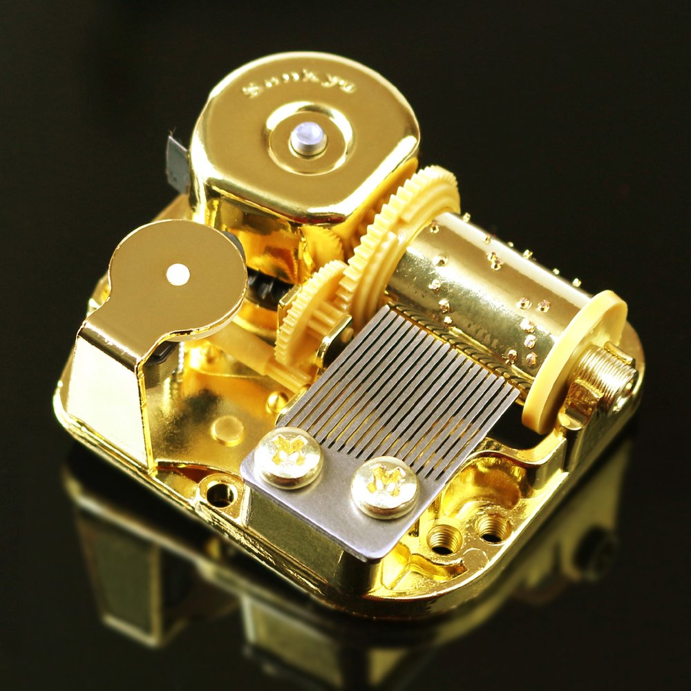 Sinzyo® Sankyo 18-Note Musical Movement - Gold-Plated Canon Music Box Mechanism with Multiple Tune Options - Perfect for Jewelry Boxes, DIY Crafts & Gift Decorations