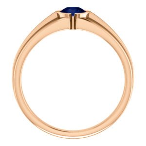 14K Gold Blue Sapphire Solitaire Ring for Men - 0.60 Carat Bezel Set Gemstone Wedding Band - Perfect for Engagement, Anniversary & Special Occasions