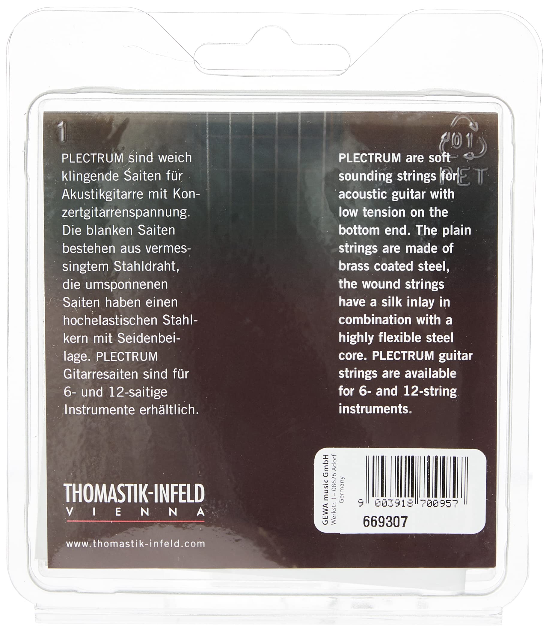 Thomastik-Infeld AC110 Acoustic Guitar Strings - Plectrum Series 6 String Set (E, B, G, D, A, E) | Premium Sound for Folk, Blues & Fingerstyle Playing
