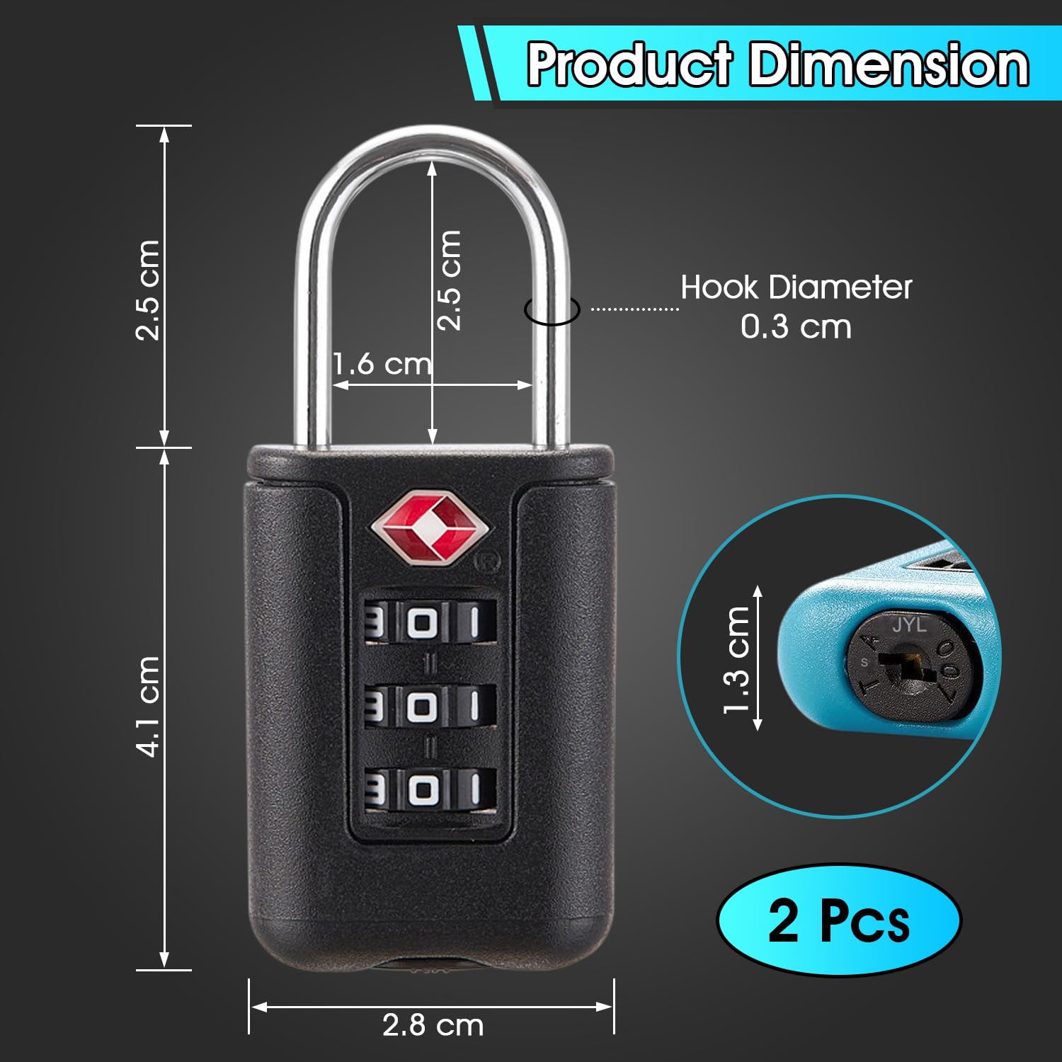 TSA Approved Gun Case Locks - 2 Pack Heavy Duty TSA Luggage Locks for Rifles, Pistols & Revolver Cases - Secure 3 Digit Combination Padlock for Suitcases & Firearm Storage (Blue) - Perfect for Air Travel, Hunting Trips & Secure Weapon Transport