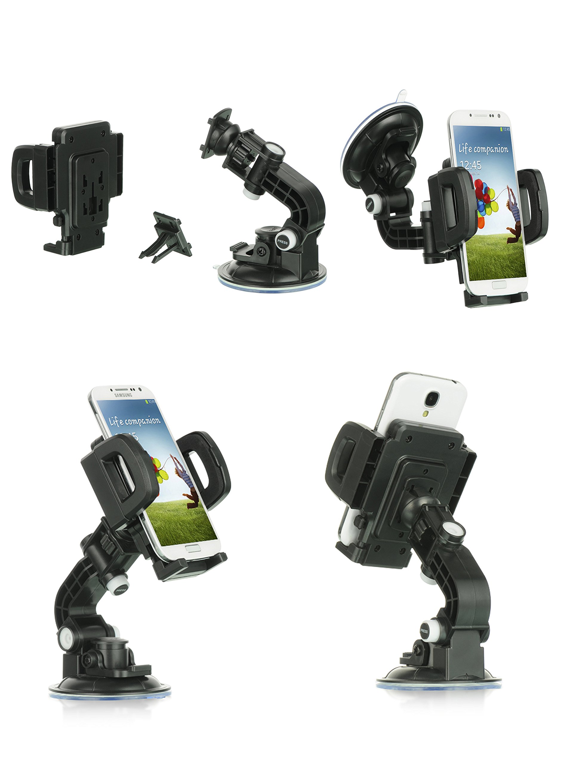 LG K10 Case with Heavy Duty Universal Car Mount - Mstechcorp Phone Holder for Windshield & Dashboard - Perfect for Safe Driving & Hands-Free Navigation
