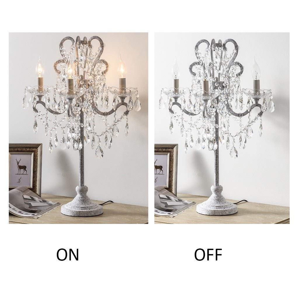 Crystal Table Lamp - Elegant Retro Gold Bedside Lamp for Living Room, Bedroom & Study, Luxury E14 Nightstand Light | Perfect for Home Decor & Cozy Reading
