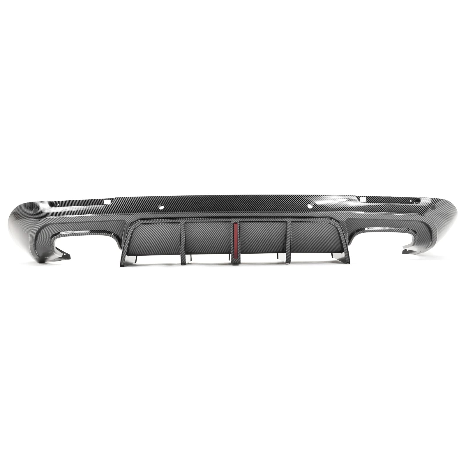 IKON V5 Style Carbon Fiber Print Rear Diffuser with LED Light | Compatible with 2015-2023 Dodge Challenger | PP Rear Bumper Lip Spoiler with Shark Fins | Upgrade Your Ride for Street Racing & Car Shows