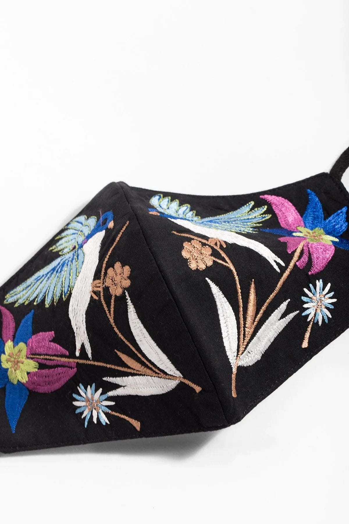 Hummingbird Embroidered Face Mask - Reusable Washable Cotton Fabric with Adjustable Ear Loops for Women & Men - Perfect for Outdoor Activities, Travel, and Daily Protection
