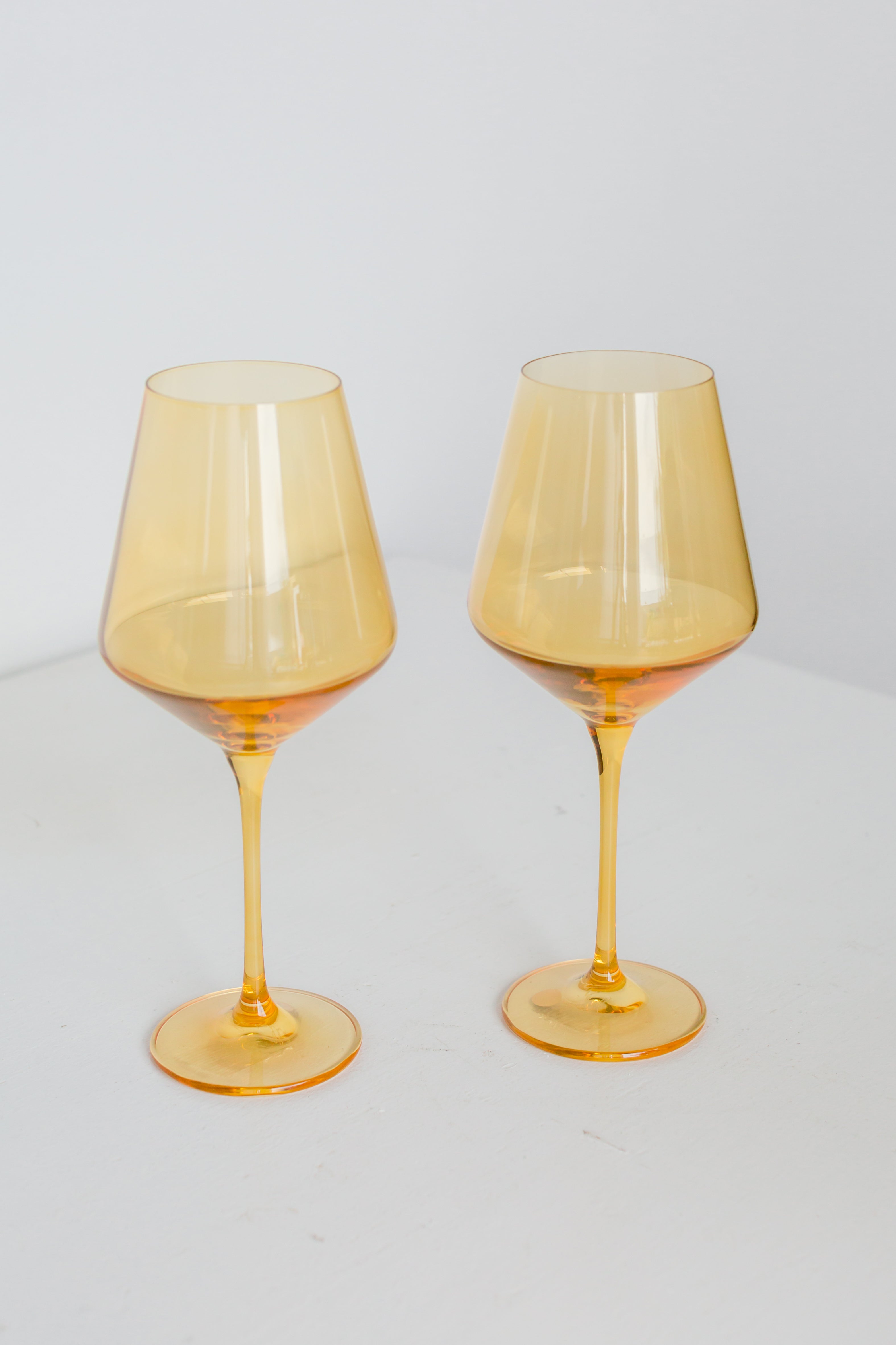 Estelle Colored Wine Glasses Set of 2 - Vibrant Yellow Stemware for White & Red Wine - Perfect for Dinner Parties, Romantic Dates & Home Bar Decor