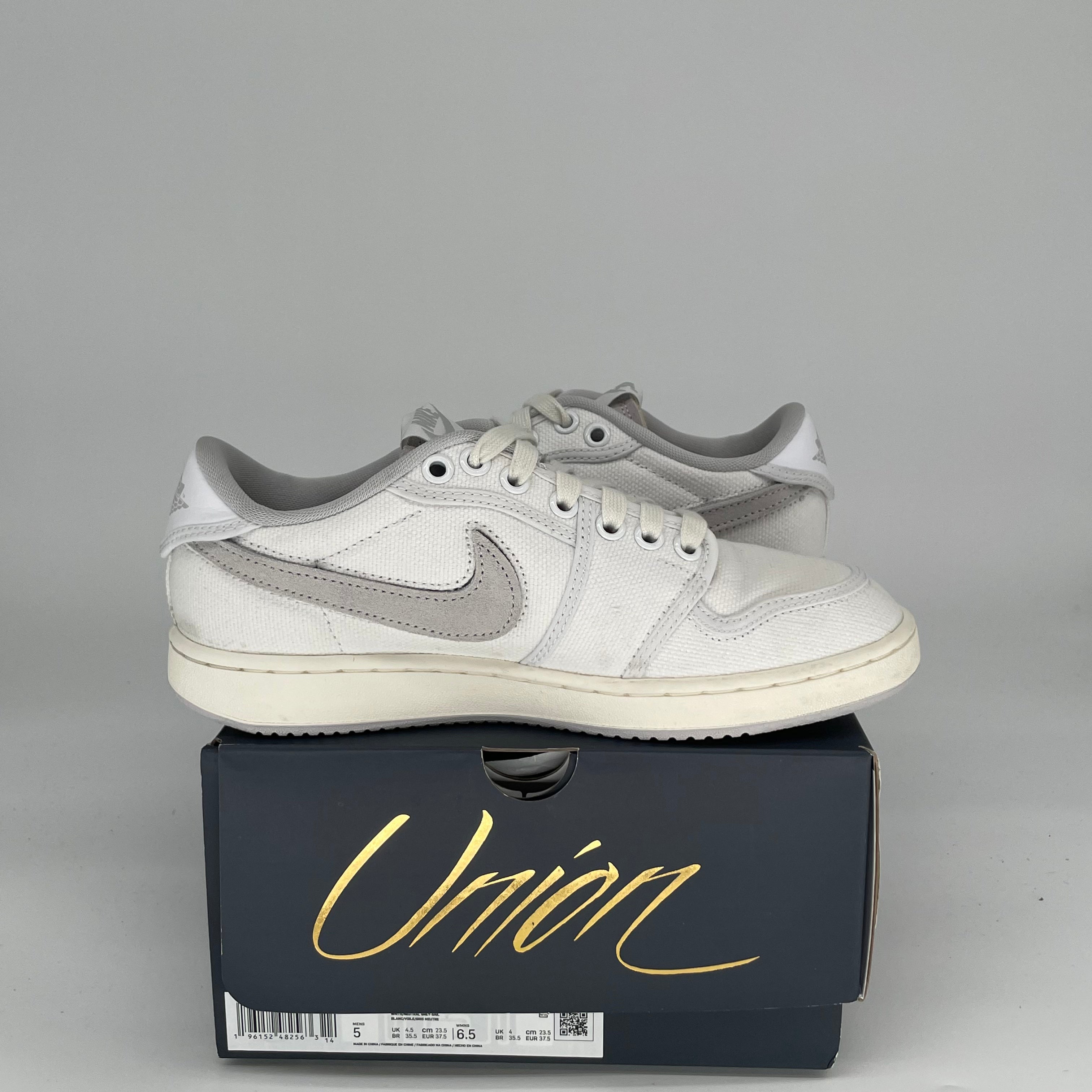 **Air Jordan 1 Low AJKO Union White Canvas Sneakers - Size 5 (DO8912-101) - Perfect for Casual Wear, Street Style & Sneaker Collectors**