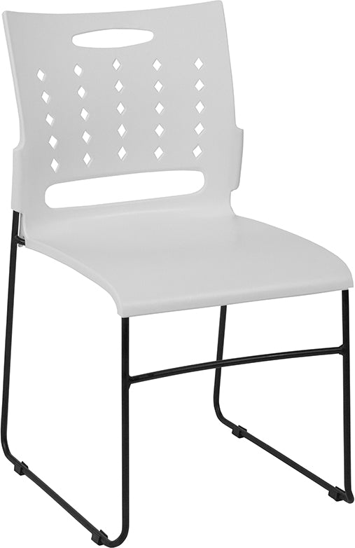FLASH HERCULES Series 881 lb Capacity Black Sled Base Stackable Chair with Air Vent Back - Heavy Duty Folding Chairs for Events, Banquets, and Conference Rooms