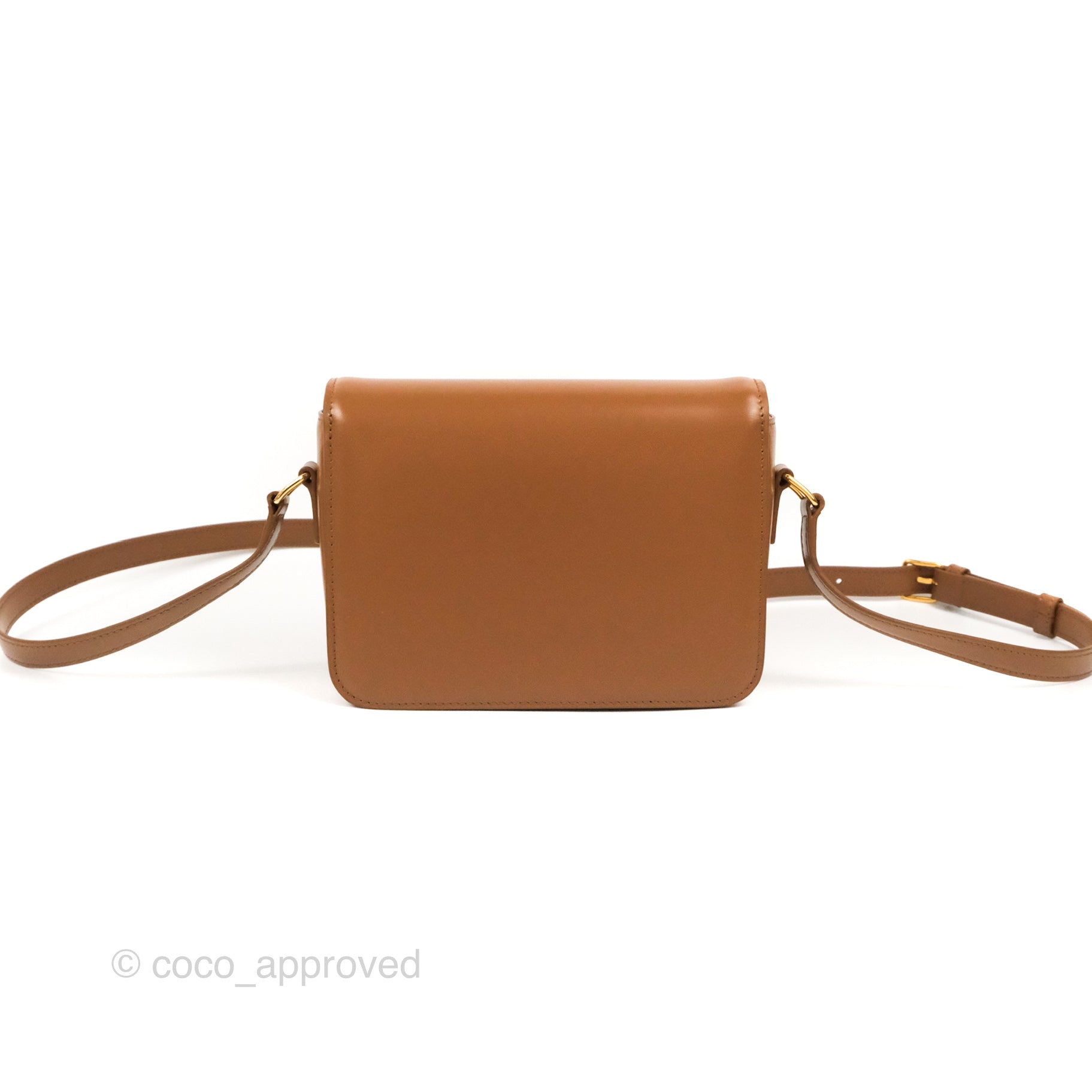 Celine Teen Triomphe Bag in Shiny Calfskin Bronze - Luxury Crossbody Purse for Women, Perfect for Date Night & Evening Events