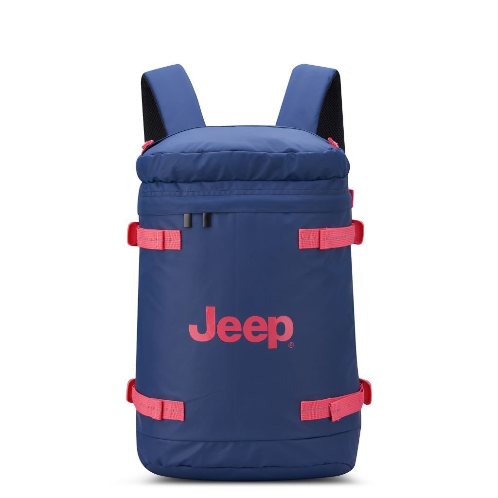 Jeep 17-Inch Laptop Backpack with RFID Protection - Navy Blue | Water-Resistant Cylindrical Design for Commuting, Travel & College