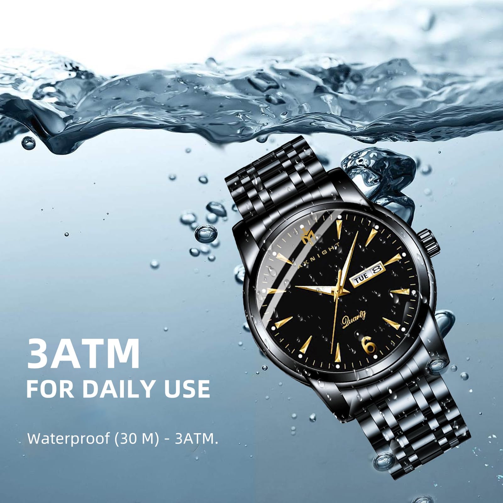 **Men's Stainless Steel Waterproof Chronograph Quartz Watch - Minimalist Dress Watch for Business & Casual Wear - Perfect for Office, Formal Events & Everyday Use**