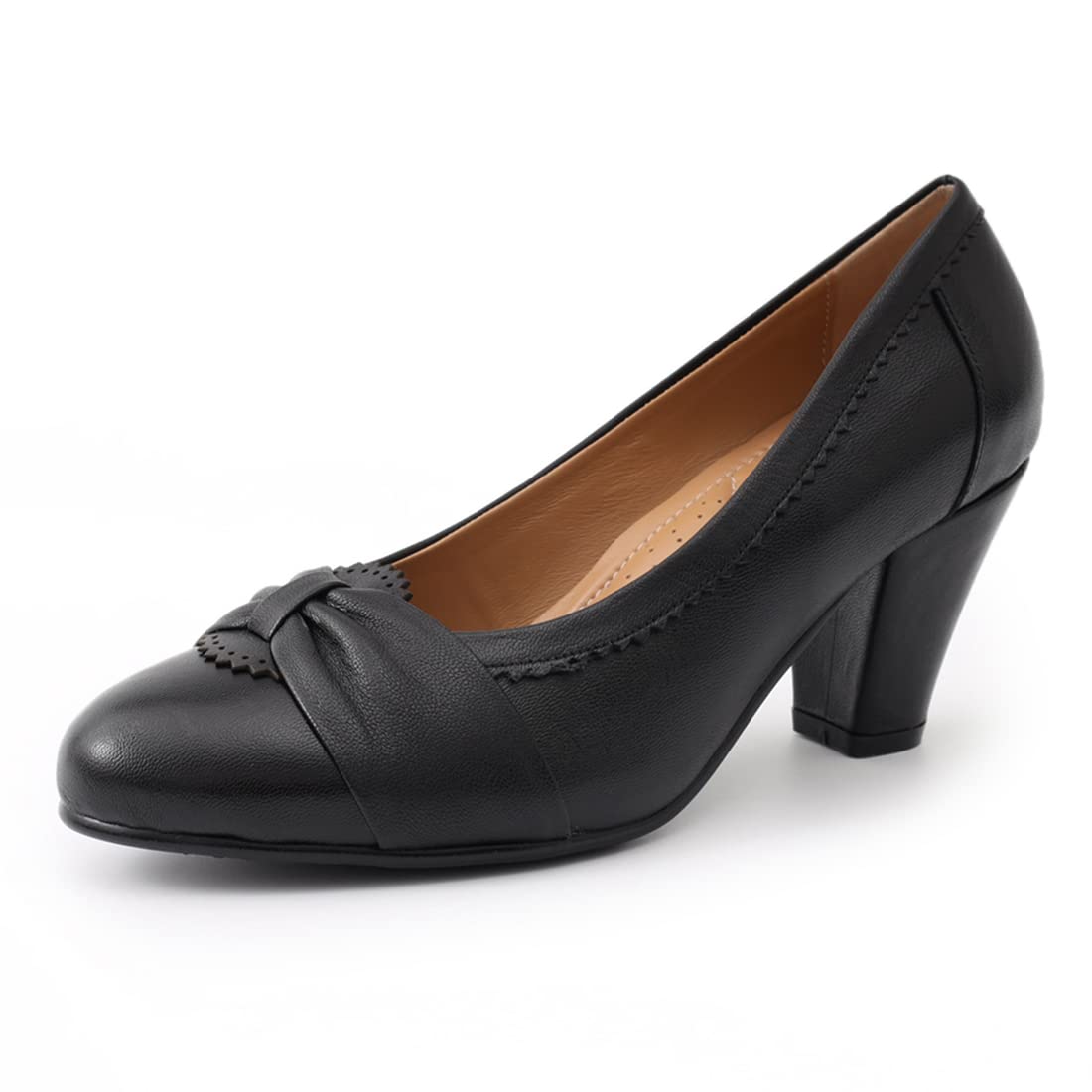 Mona Flying Women's Leather Pump Shoes - Medium Heel Pointed Toe Professional Office Dress Shoes for Women | Perfect for Business Meetings, Work & Formal Occasions