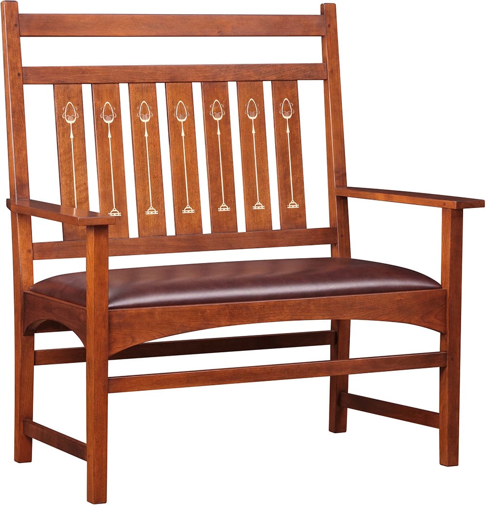 Harvey Ellis Settee with Elegant Wood Inlay - Mid-Century Modern Sofa for Living Room, Lounge & Office Decor