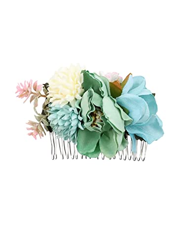 Yellow Floral Hair Comb Pin for Women - Elegant Bridal Hair Accessories for Weddings, Parties & Special Occasions | Side Hair Clip, Juda Pin & Updo Styling