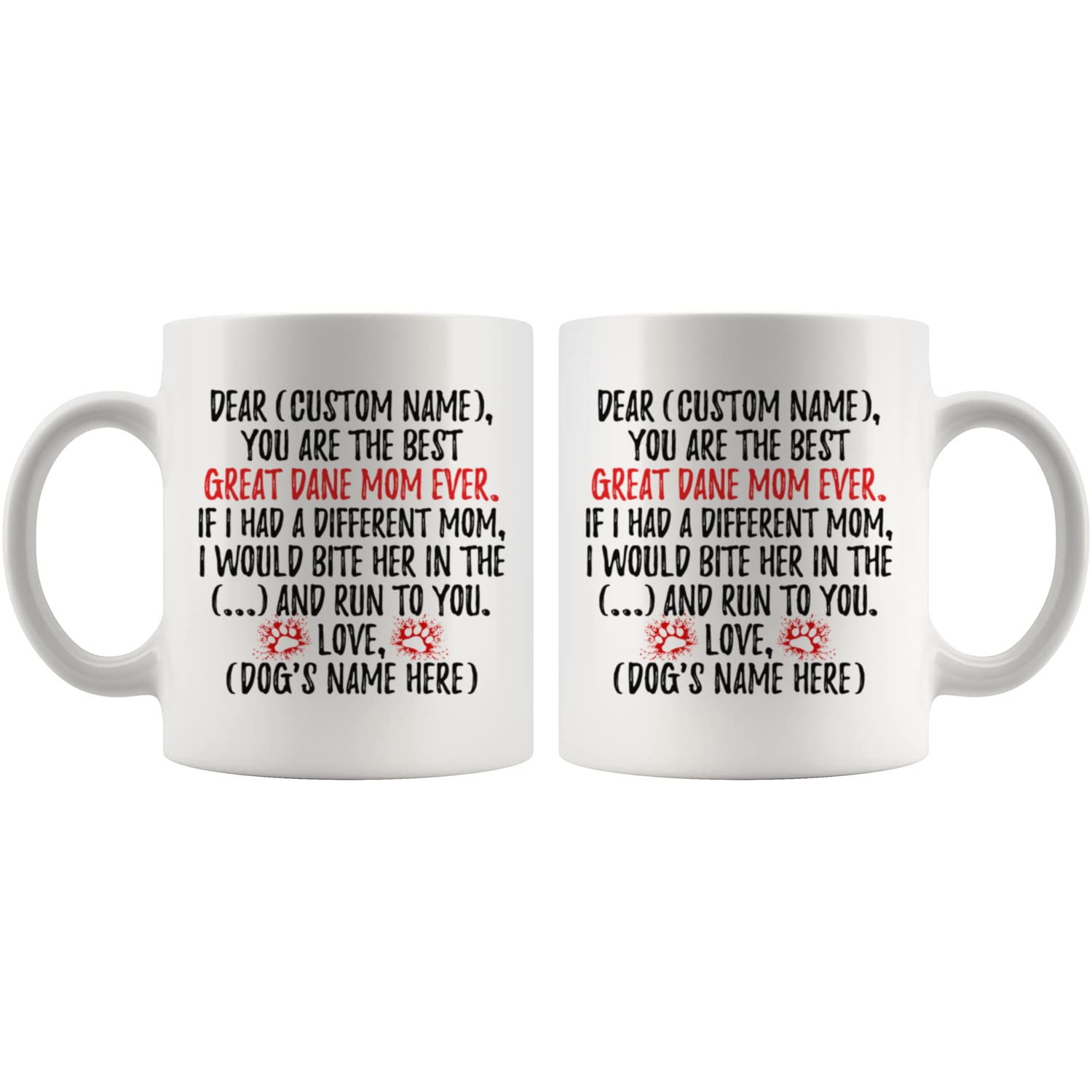 Personalized Great Dane Dog Mom Coffee Mug - 11 oz Ceramic Cup for Great Dane Lovers, Dog Owners & Pet Parents - Perfect Gift for Birthdays, Mother's Day & Dog Moms - Use at Home, Office or as a Thoughtful Present