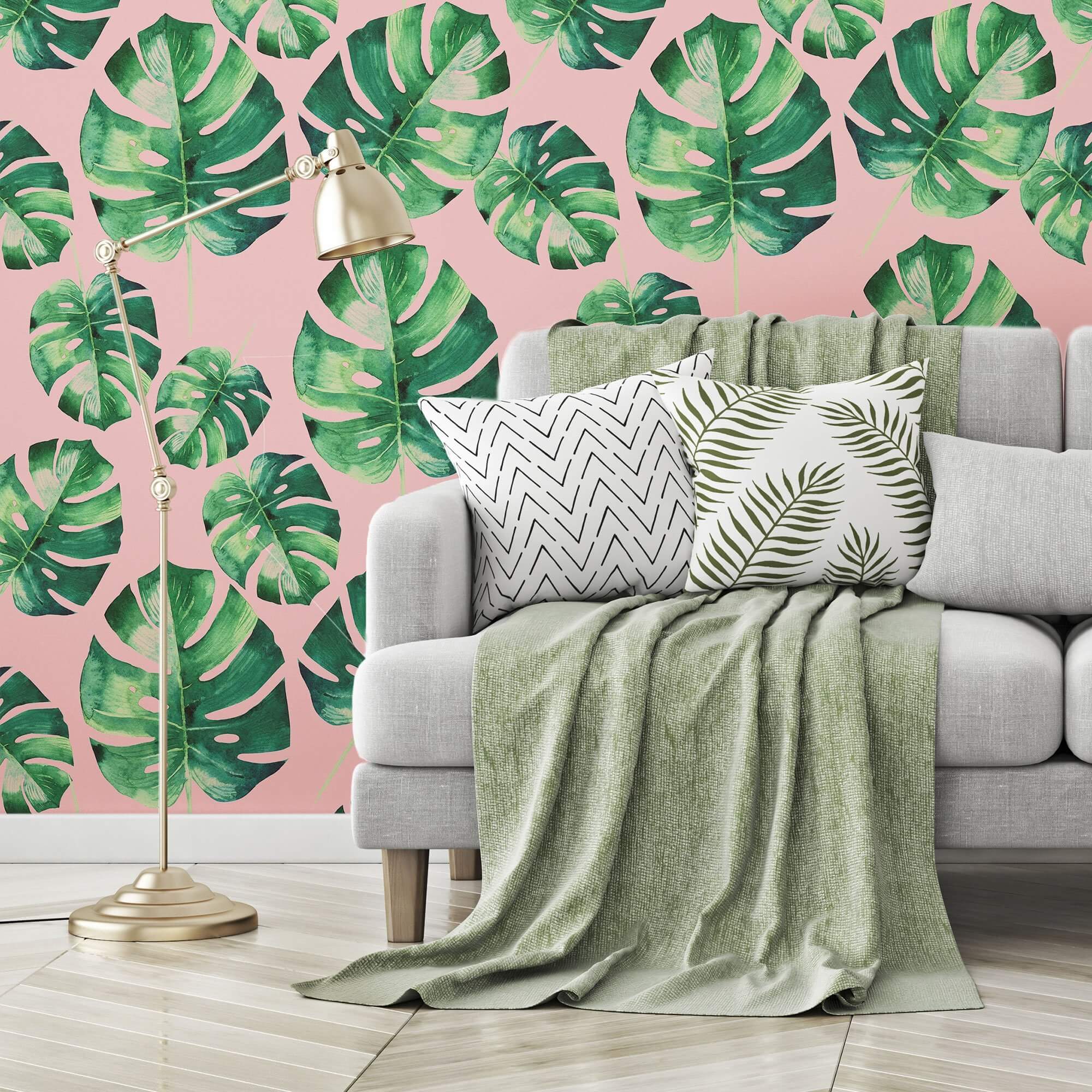 Pink Botanical Floral Peel and Stick Removable Wallpaper - Self-Adhesive Decorative Vinyl for Bedroom, Nursery, Living Room, Office & Home Decor