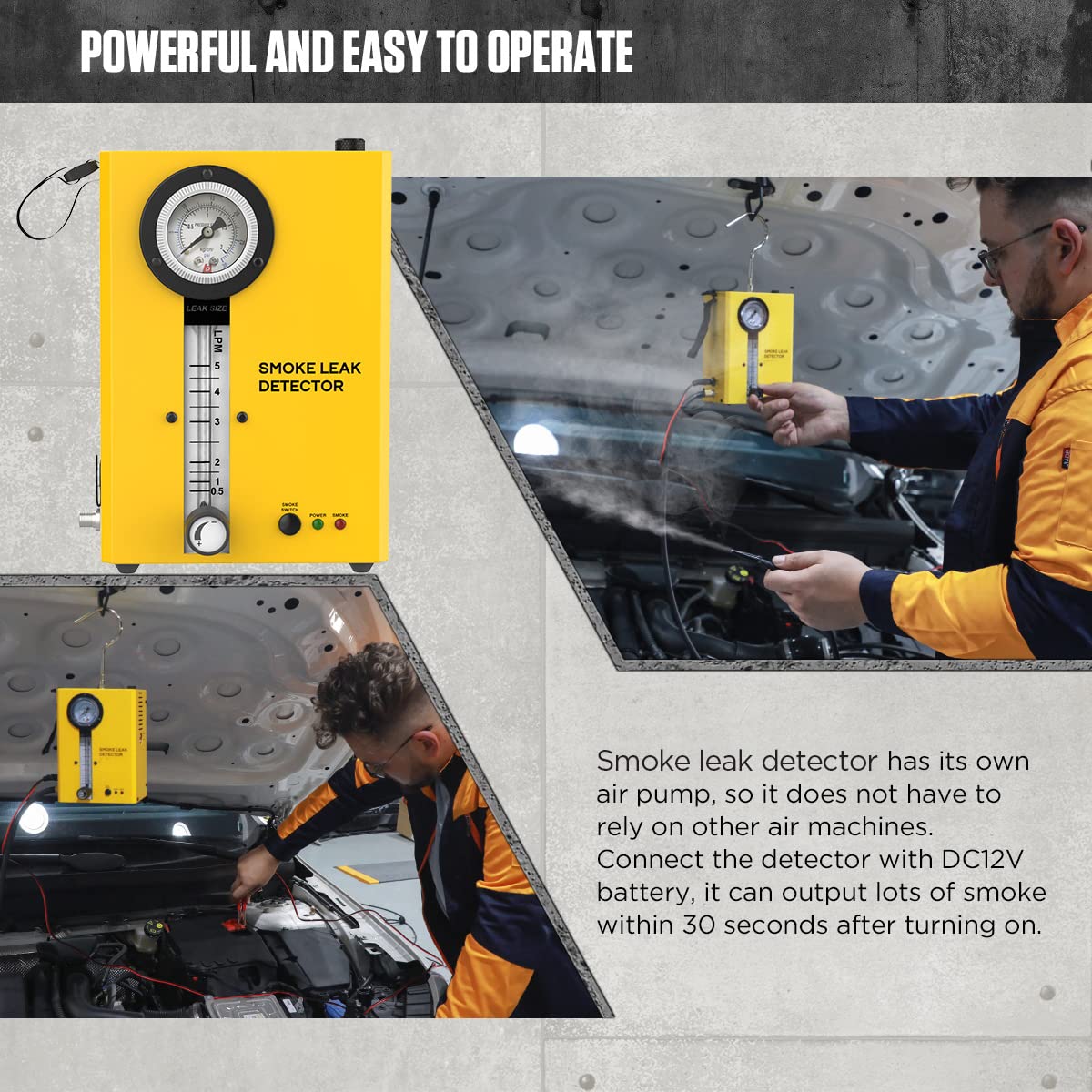 SDT203 EVAP Vacuum Diagnostic Leak Detector - Automotive Smoke Machine Tester for 12V Vehicles with Pressure Gauge & Adjustable Flow Meter | Portable Fuel Pipe Leakage Detection | Perfect for Auto Repair Shops & DIY Car Maintenance