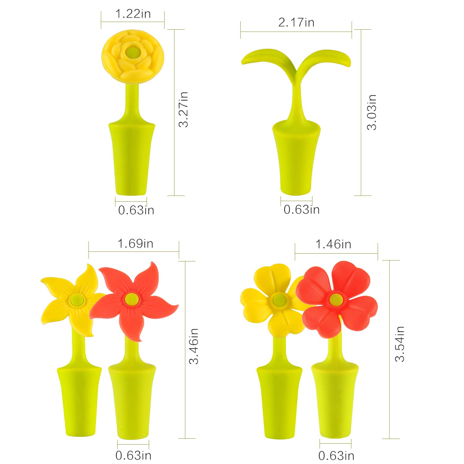 6-Pack Silicone Wine Stoppers - Colorful Flower Design for Wine Bottles | Perfect for Parties, Gifts & Home Bar Accessories
