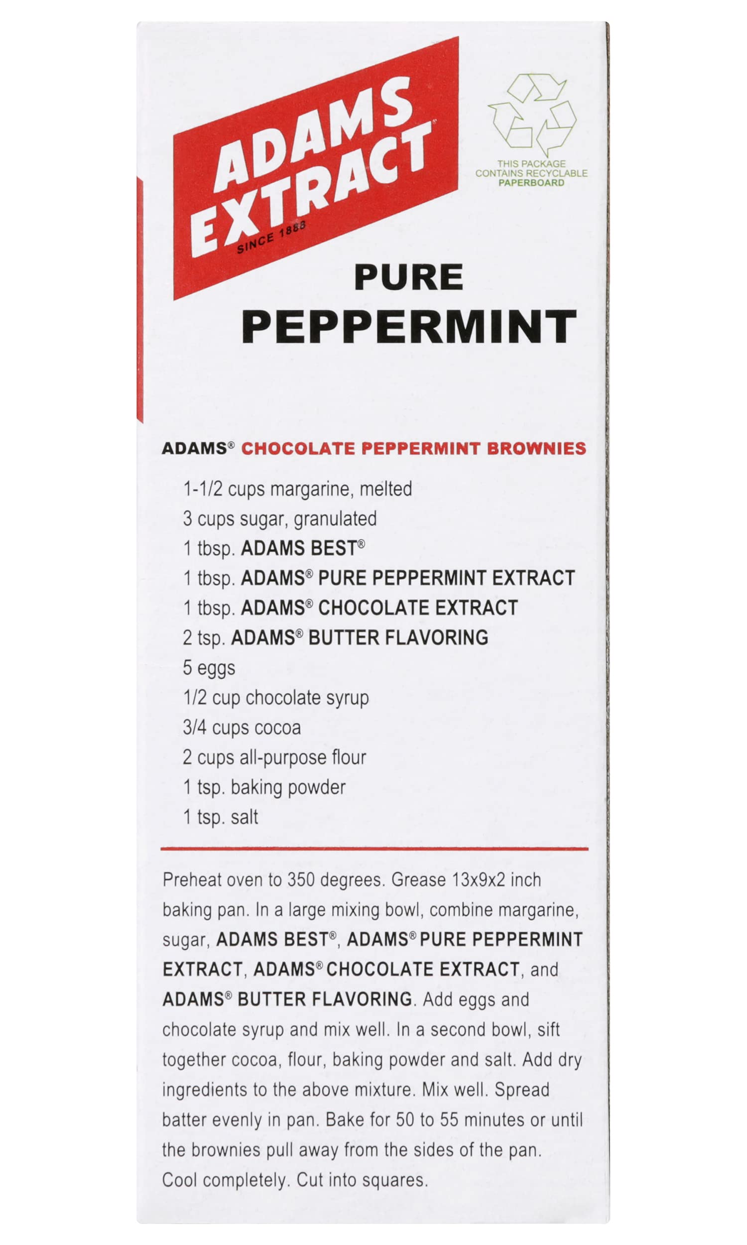 Adams Pure Peppermint Extract 1.5oz (3-Pack) - Natural Baking Flavoring for Cookies, Cakes & Desserts - Alcohol-Free Food Grade Flavoring