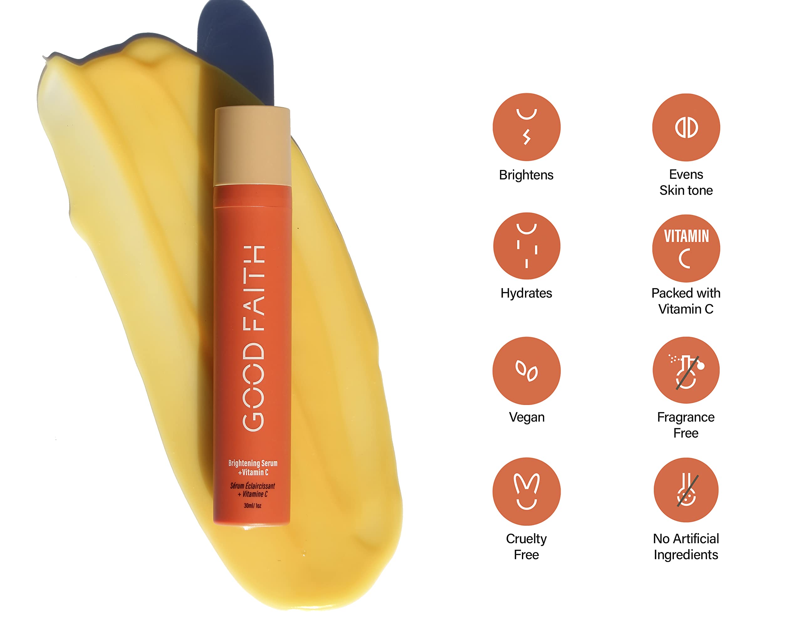Good Faith Vitamin C Brightening Serum - 1 fl oz Collagen Boosting Face Serum for Radiant Skin - Vegan & Cruelty Free - Perfect for Morning Skincare Routine & Anti-Aging Treatment
