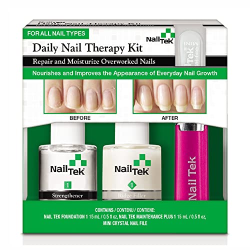 Nail Tek Daily Nail Therapy Kit for Healthy Nail Care - Strengthens & Repairs Brittle Nails | Perfect for At-Home Manicures & Nail Maintenance