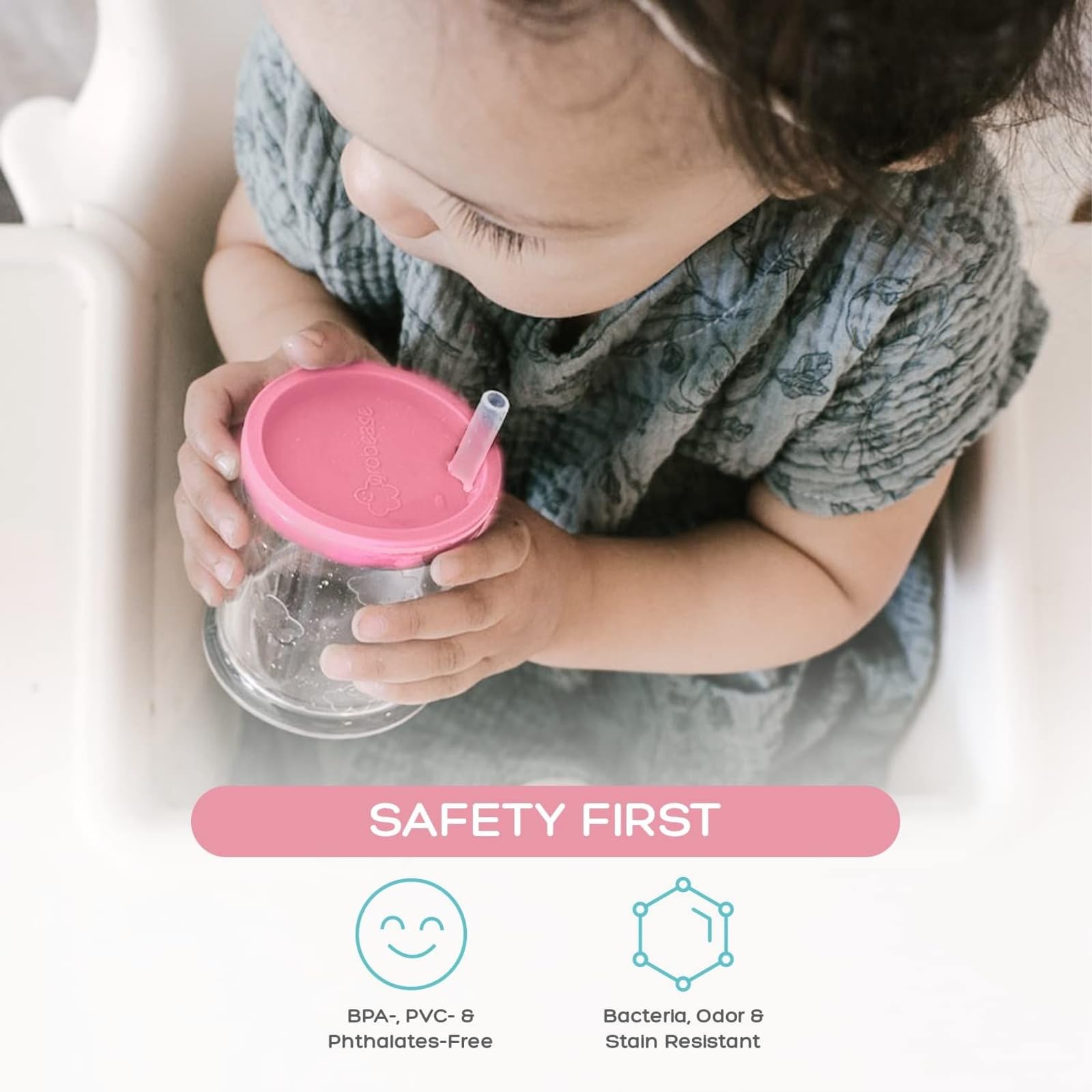Grabease BPA-Free & Phthalate-Free 4oz Sippy Cup for Babies & Toddlers - Easy Transition Training Cup with Soft Spout - Perfect for Daycare, Travel & Learning Independent Drinking (Blush)