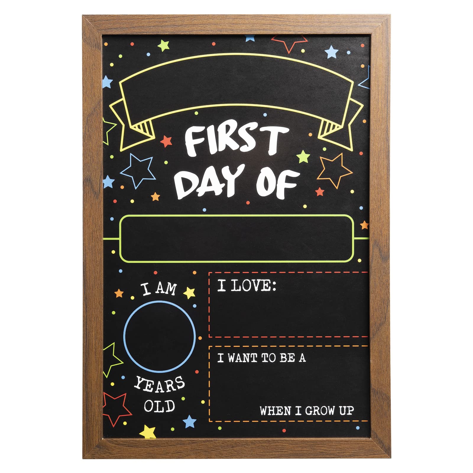 First Day Last Day of School Sign - Double Sided Reusable Dry Erase Board with Frame (9.17