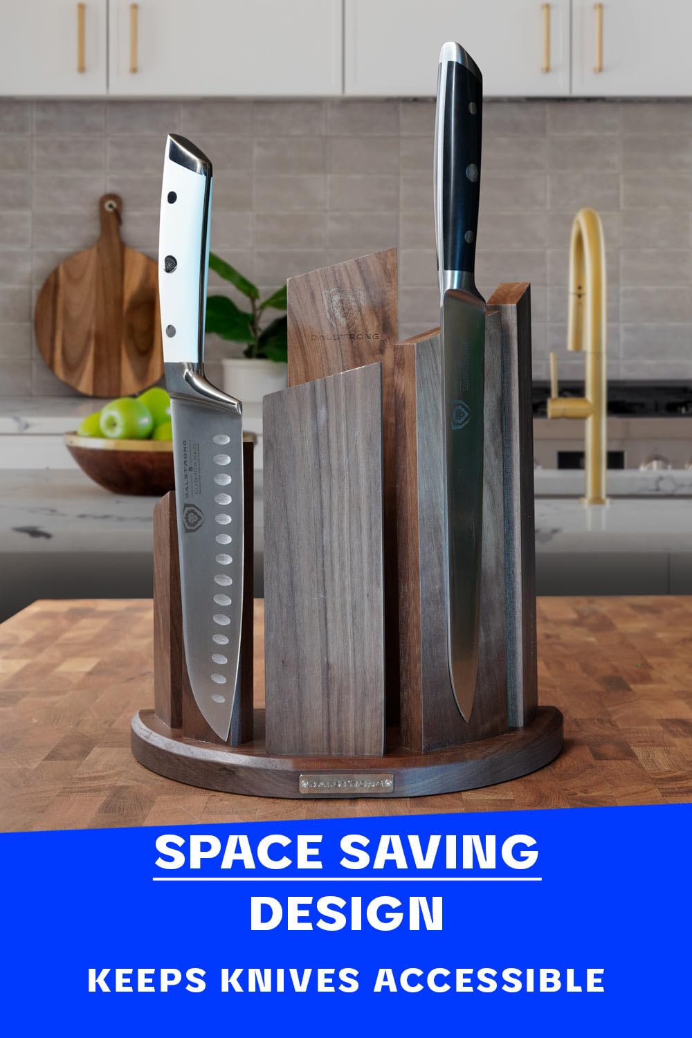 Dalstrong Magnetic Knife Block - Premium Double-Sided Walnut Knife Holder for 12-Piece Knife Set - 'Dragon Spire' Professional Kitchen Display Stand - Perfect for Home Chefs & Cooking Enthusiasts - Ideal for Kitchen Countertop Organization & Knife Storage
